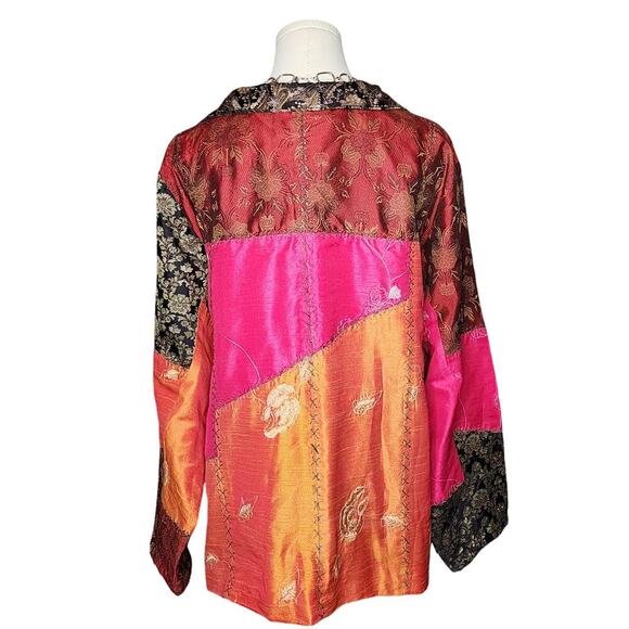 Vtg 90s Indigo Moon Patchwork Bright Colorful Funky Festival Rave Coat Sz XXL - Picture 6 of 8